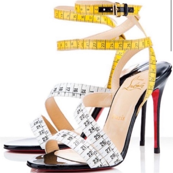 Christian Louboutin Shoes - Christian Louboutin Vintage Trompe L'oeil Measuring Tape Strappy High Heels